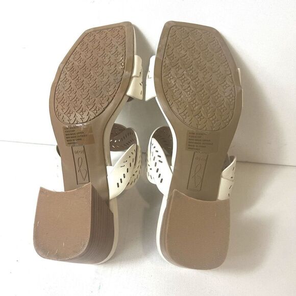Joie Slip On Strap Comfort Sandal Ivory Cutout Faux Leather Womens 6.5M Mid Heel - Picture 10 of 10